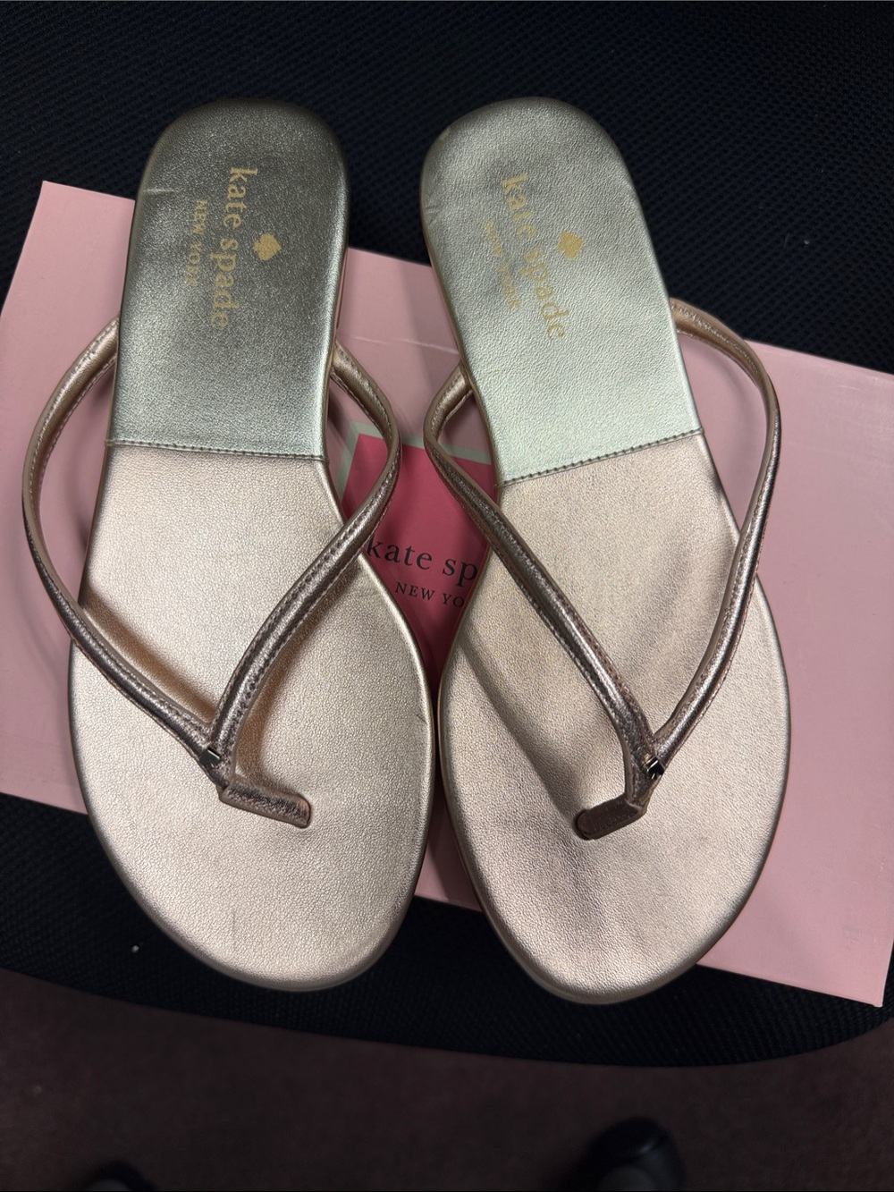 kate spade Metallic Rose Gold Thong Sandals